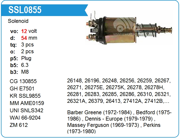 Втягивающее реле стартера CB CBSL804 12V (130855)